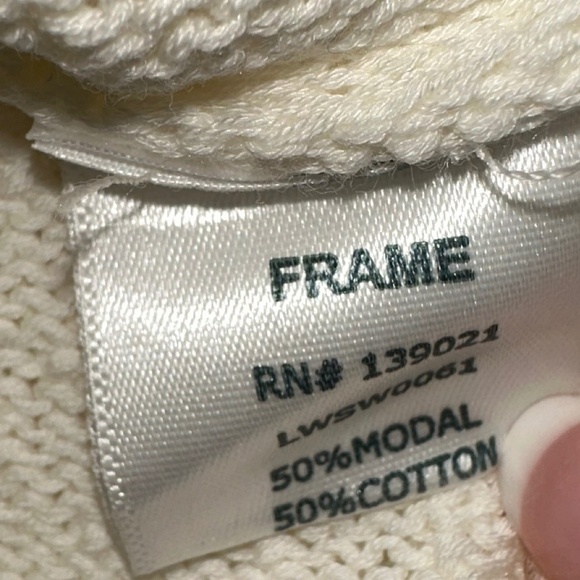 Frame Cream Tight Crochet Knit Lace Up Short Sleeve , XS. GD873 - Picture 6 of 6